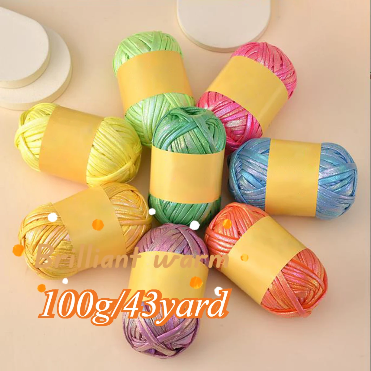 100 جرام من خيوط الكروشيه اللامعة من الجلد المقلد ، غزل قميص معدني 43.74yd ، حياكة يدوية ذاتية الصنع لحقيبة بطانية وسادة خيوط كروشيه