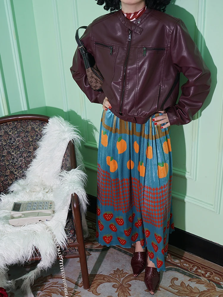 Early Autumn New Sle ort Sve Women's Leather Jaet Coffee Color Long Sve ort Coat Commute Sle Loose Fit PU Mat...