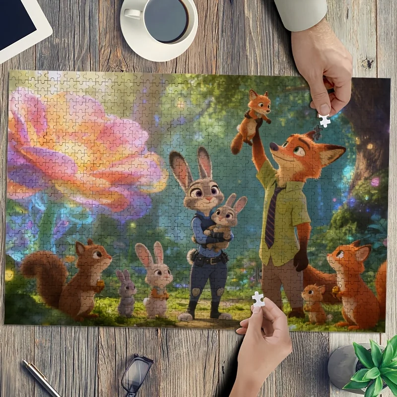1000pcs Disney Zootopia Judy Hopps and Nick Wilde Poster Puzzle | High Difficulty, Adult Educational Game, Frameless, Suitable