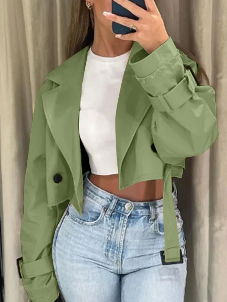 

ZANZEA Women Fashion Short Jacket 2025 Autumn Casual Loose Outwears Holiday Solid Y2K Jackets Casual Long Sleeve Coats Street