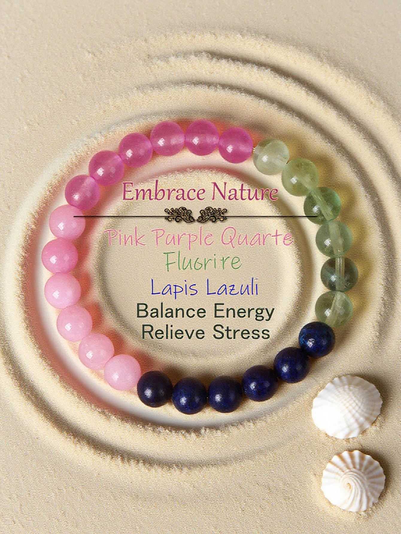 

Rose Quartz Fluorite Lapis Lazuli Natural Stone Beads Bracelet Love Clarity Wisdom Positive Energy Healing Crystal Jewelry Gift