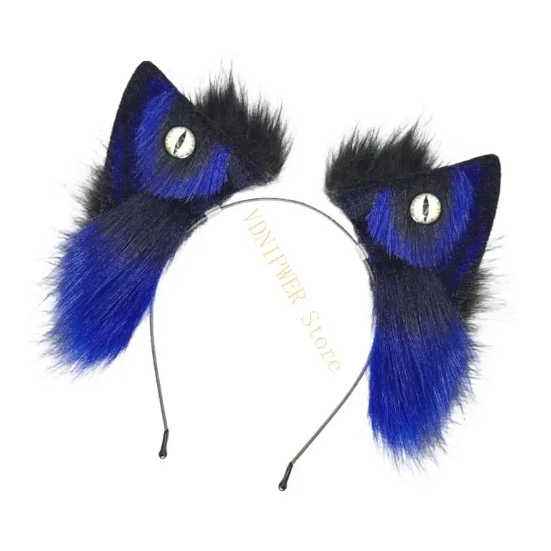 ملحقات تصفيف شعر أذن الذئب، حلقة شعر قابلة للتمدد لجميع القديسين، أزياء تنكرية، زينة شعر أنيمي D08E #2