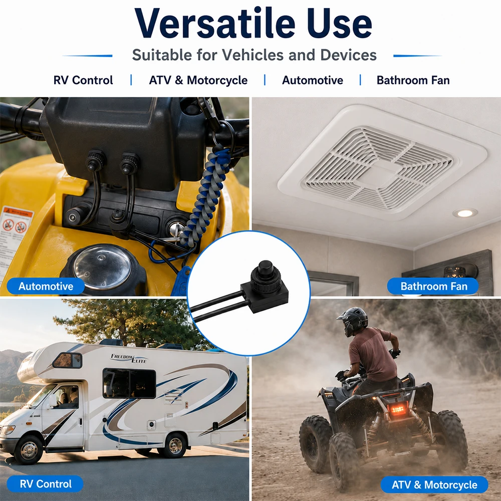 2/5/10 Stück Druckknopfschalter 3A 250V Ein-Aus-Schalter KP107 Druckschalter für Motorrad, Wohnmobil usw. – Detail 7