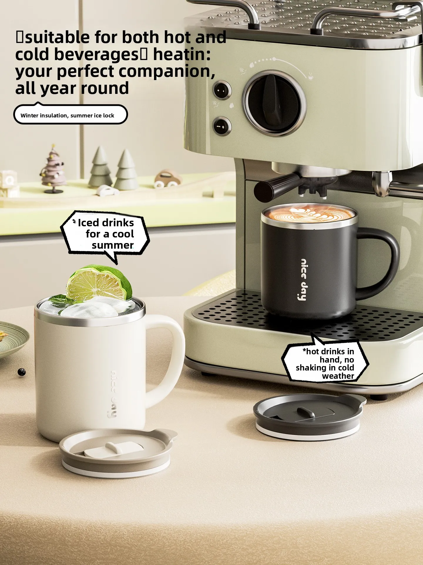 

Кружки из нержавеющей стали 304 с крышкой для офиса, кофейные кружки для пар, круглые, легко моются, термос с изоляцией, из Китая