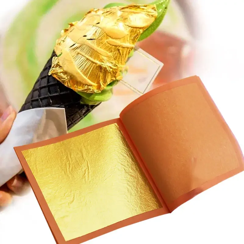 

24K Real Gold Leaf Sheet 30PCS/Booklet 8cm/9.33cm Gilding Foil for Cake Food Decoration Arts Craft Paper Cosmetology Manicure De