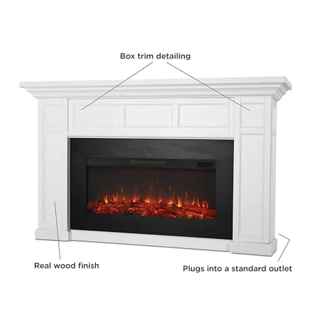 Alcott 75 Inch Electric Fireplace Mantel Insert Heater Remote Control Multicolor Flame 5000 BTUs 120V Realistic Log Anti-Topple