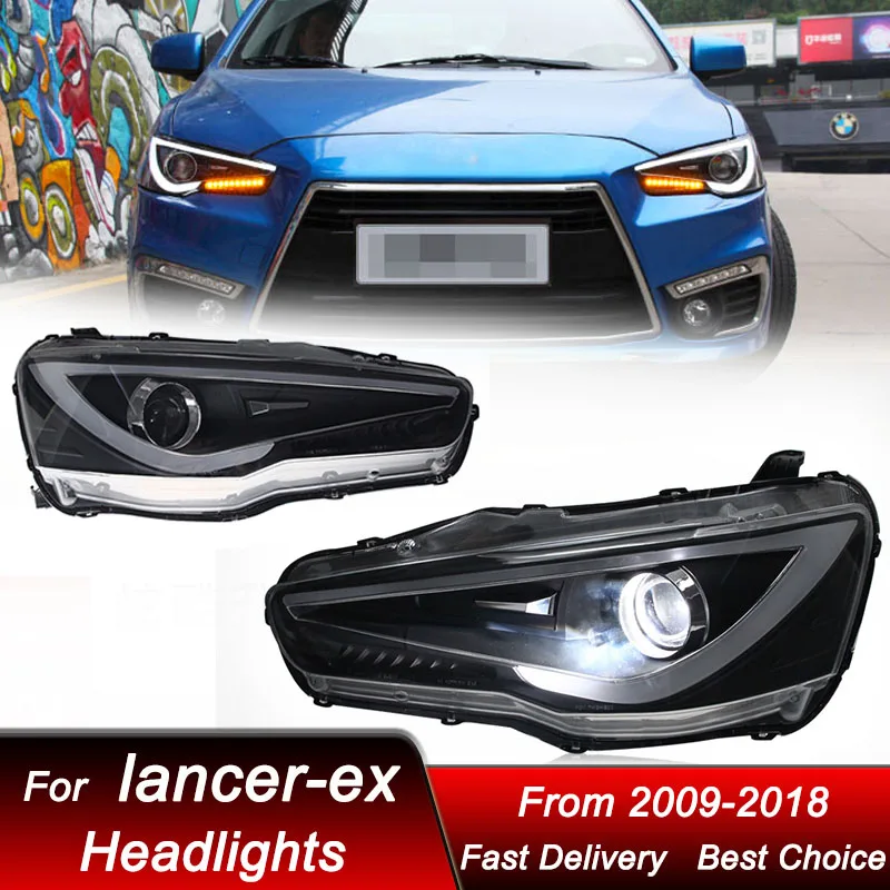 Car Headlights For Mitsubishi Lancer ex 2009-2018 LED Headlamp Assembly Upgrade High Configure Projector Lens Accessories Kit