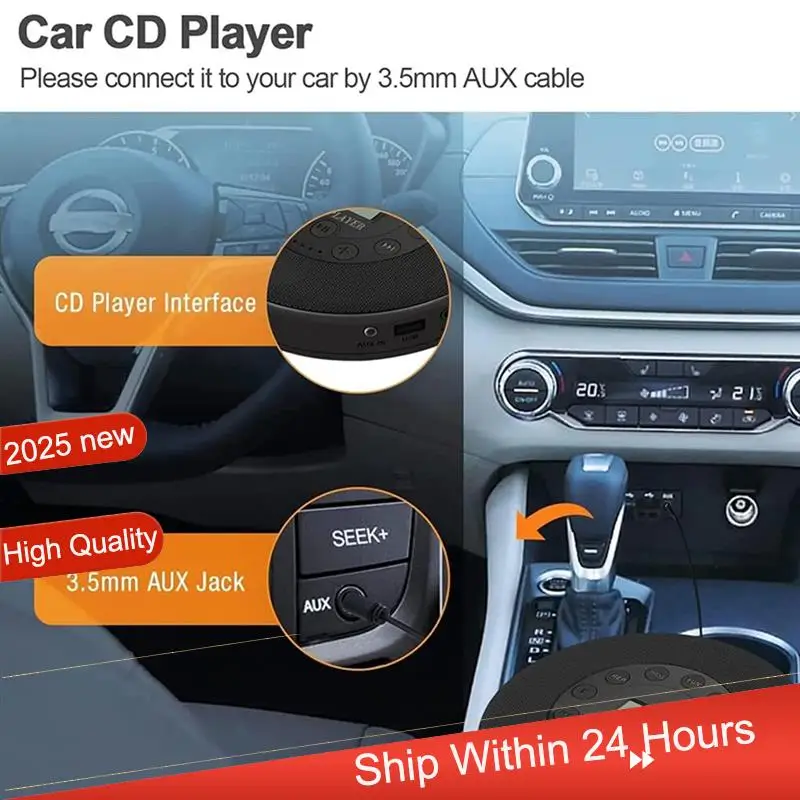 AC18(Guaranteed) Built-In Mic MP3 Compatible Portable CD Player Anti-Skip Audio Device For Car Speakers With Recording Functiona