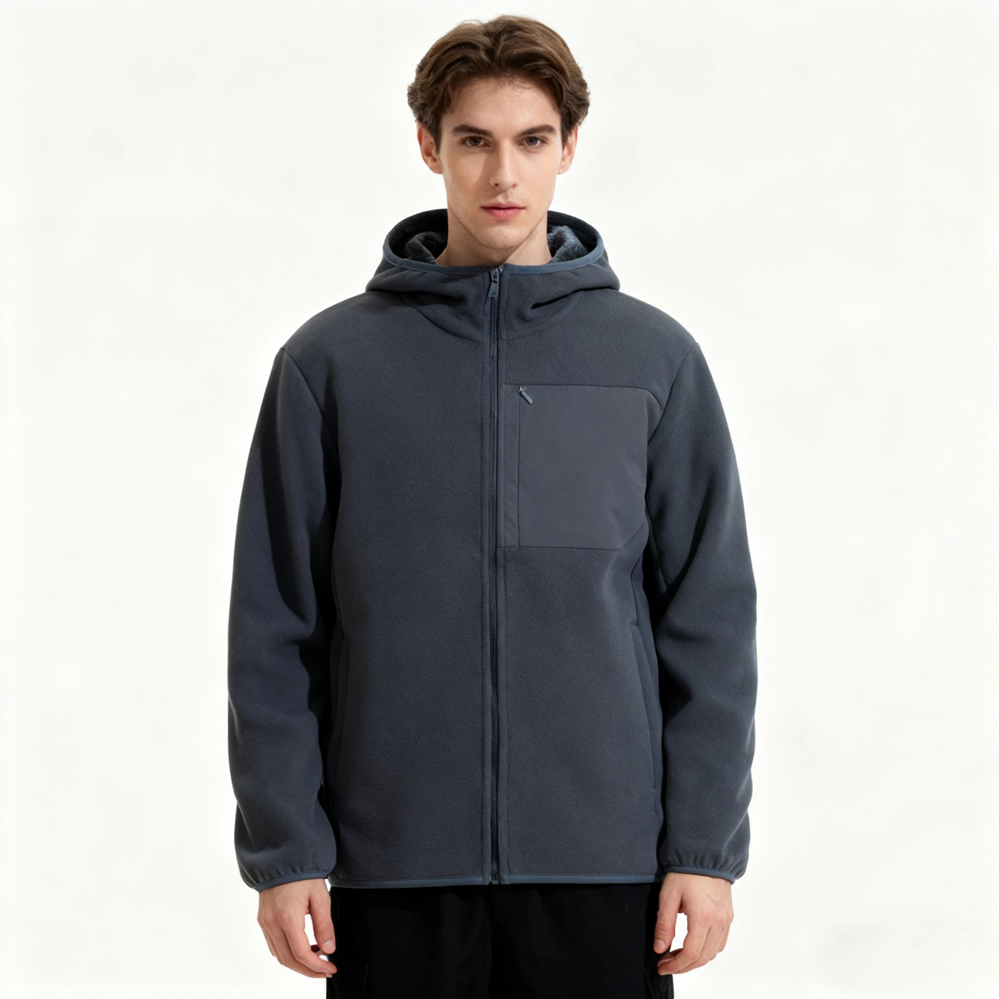 

Ультратеплая мужская зимняя куртка с капюшоном на флисовой подкладке, приталенный крой, городской стиль, длинный рукав, на молнии