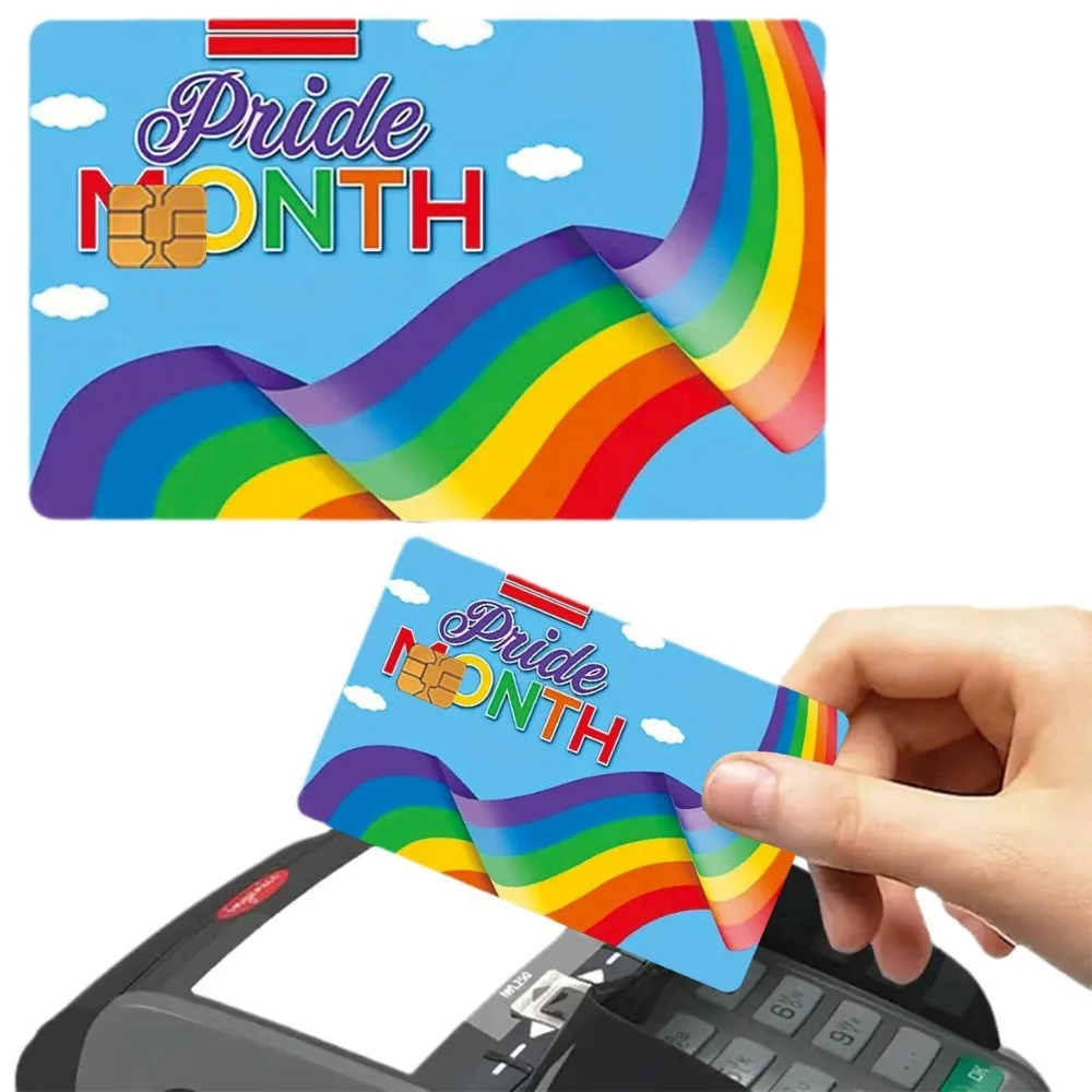 1/4Pcs Creative Rainbow Pride Credit Card Debit Card Stickers Bank Charge Card Bus Metro Decorative Small Chip Car Skin Decal