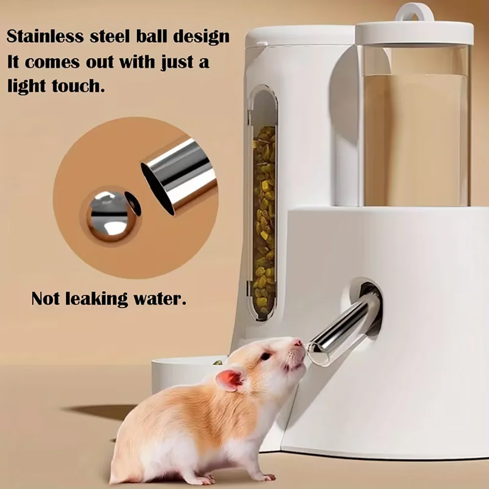 2 in 1 Hamster Automatic Feeder Water Bottle, Anti-Tipping Gravity Dispenser for Syrian Hamster, Small Pet Bowl view 5