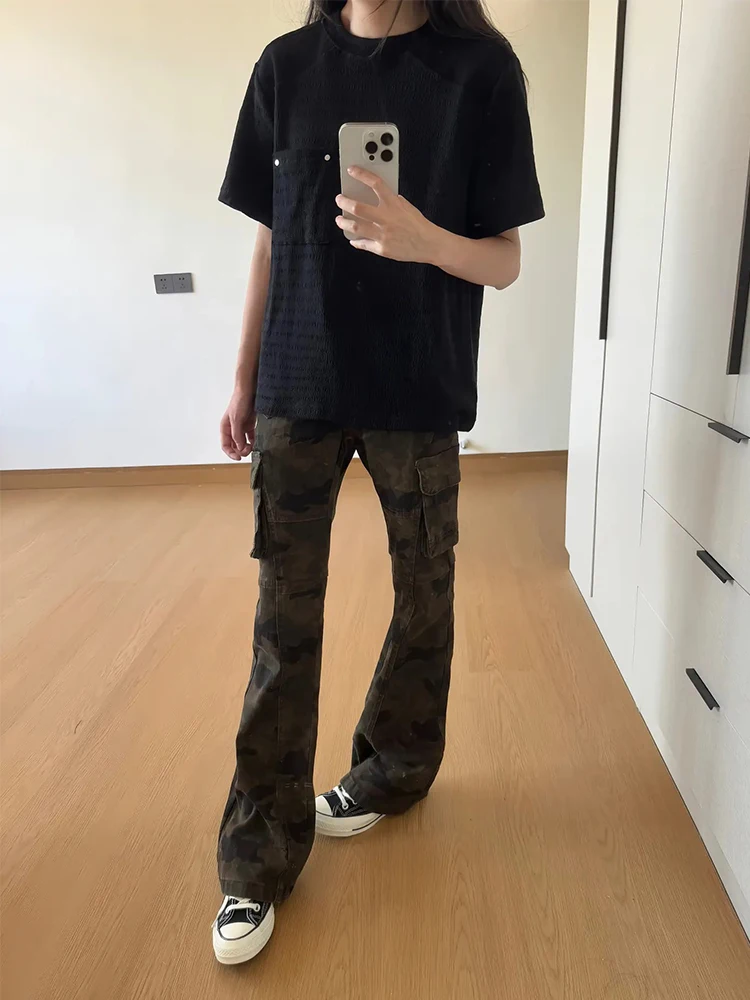 

Американские камуфляжные джинсы High Street для мужчин, летние тонкие рабочие брюки Cleanfit, прямые свободные повседневные джинсы