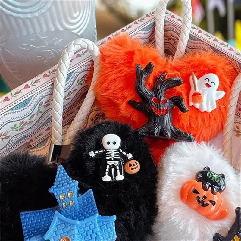 Spooky Heart Stuffed Keyring Lanyard Phone Strap Plush Halloween Bag Ornament Backpack Decoration Girly Gift