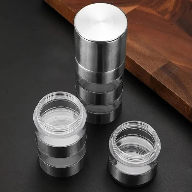 Pepper Grinder, Salt And Pepper Ginder, Stainless Steel Spice Grinder, Multi-Layer Manual Pepper Mill, Spice Crusher