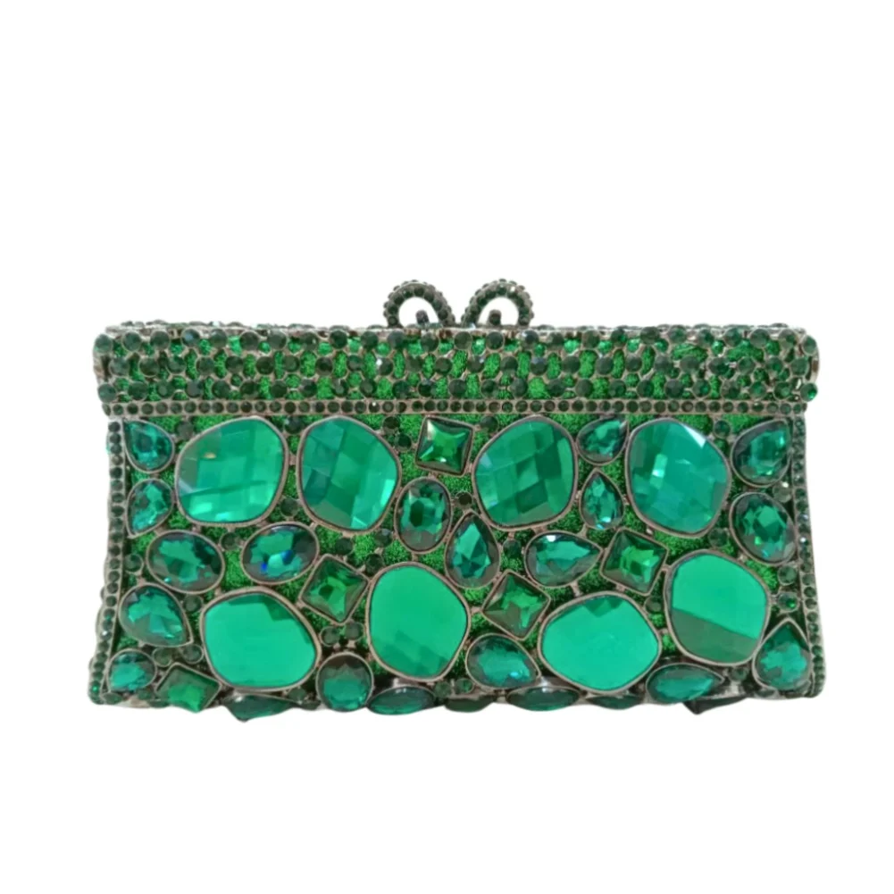 

New glass rhinestone dinner bag metal hollow diamond clutch women's bag Rhinestone Clutch