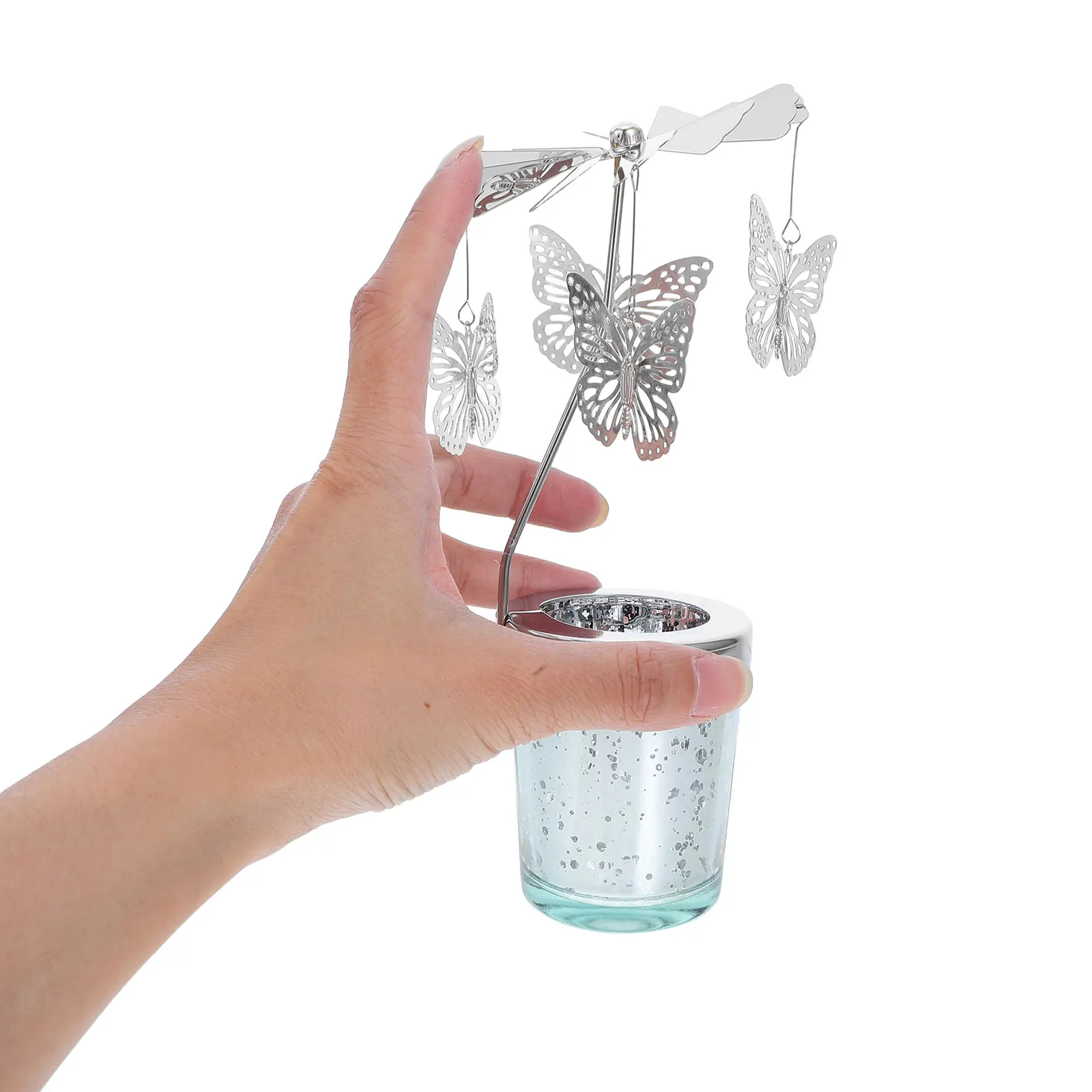 

Rotating Candlestick Metal Rotary Holder Spinning Windmill for Home Christmas Decorate
