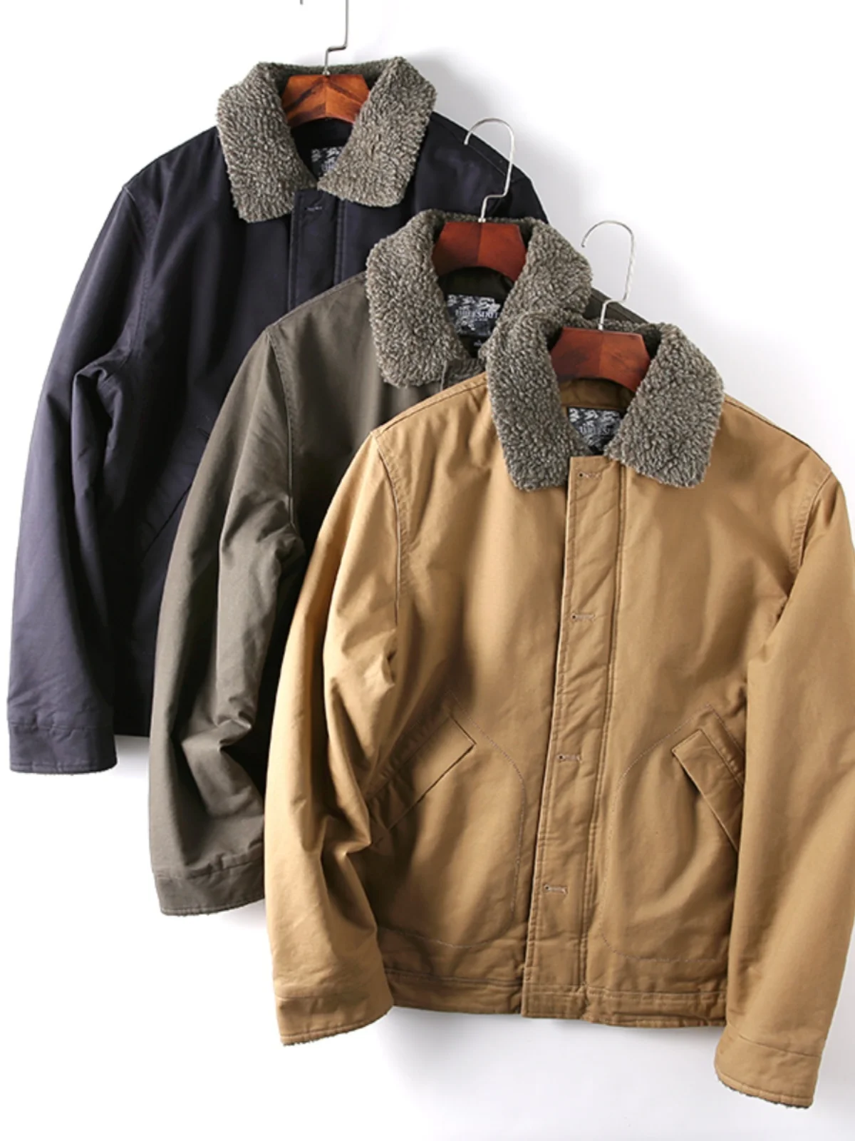 

Утепленная мужская рабочая куртка из хлопка с подкладкой из овечьего флиса, повседневная, в американском стиле, теплая, приталенного кроя, для осени и зимы
