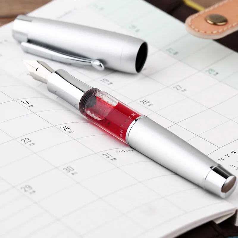 T2 Elastic Piston Fountain Pen Acrylic Metal Matte Boby EF/F/M/Bent Nib Large-Capacity Business Office Gift Ink Pen