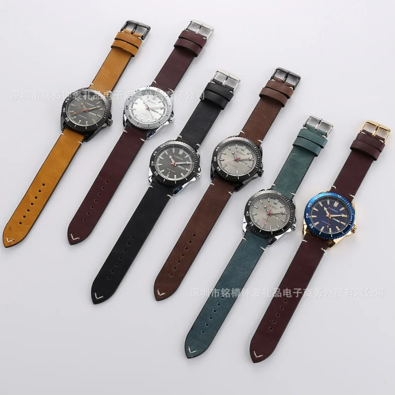 Curren 8272  Date Week Quartz  Waterproof Belt Men's Watch