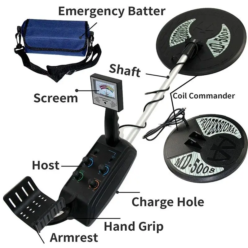 Underground Search Metal Detectors Gold Digger Treasure Hunter MD-5008 Max Detection 3.5m with Big Coil and Small Coil