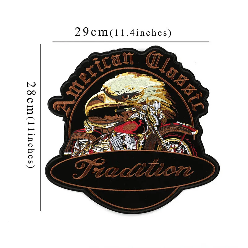Animal Classic Large Embroidery Patches Eagle Born To Be Free American For Jacket Back Vest Biker Punk Accessories Sew On