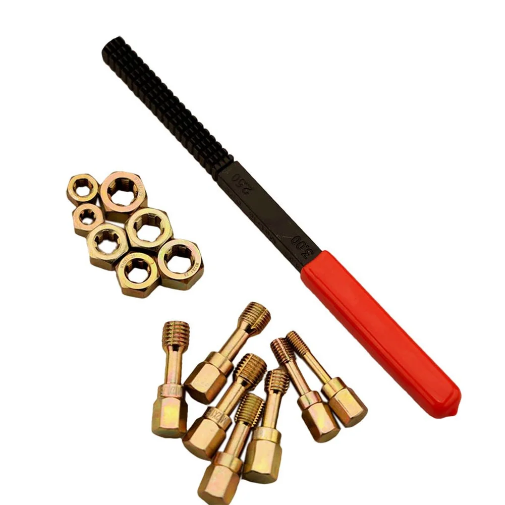 Carbon Steel 15Pc Thread Repair Kit Tap Die Set Screw Fixing Tool For Auto Vehicle Engine Maintenance Power Tools Workshop