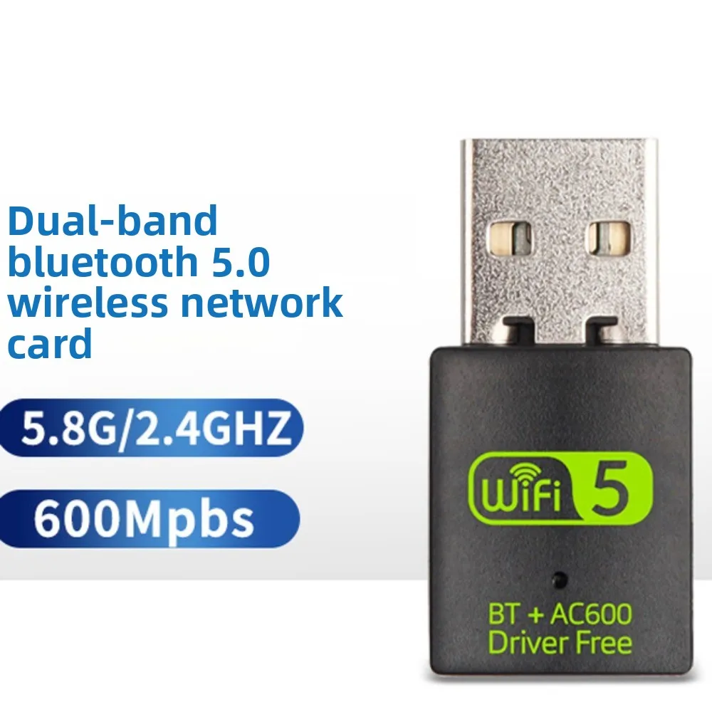 

600Mbps Bluetooth 5.0 2 in1 Dongle Bluetooth BT+AC600 Wifi Network Adapter Dual Band Free Driver Wireless Network Card