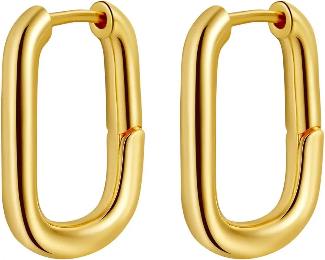 

Chunky Gold Stud Earrings for Women 14k Plated Hypoallergenic Statement Trendy Fashion Jewelry Gifts