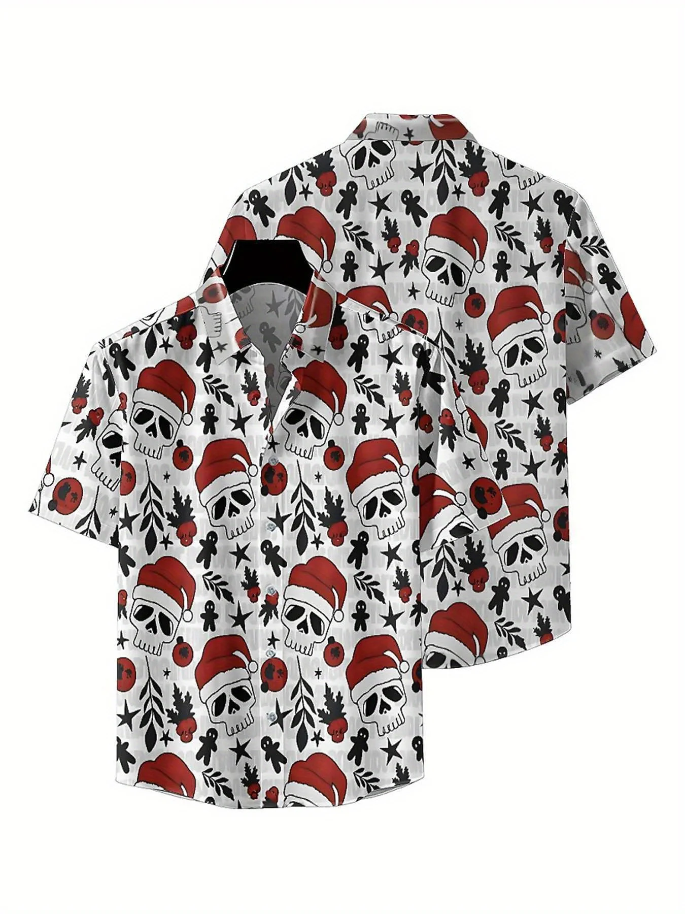 Heren Plus Size Hawaiiaanse Shirts Kerst Skull Festival Creativiteit patroon, Premium Comfort Jeugdkleding, Streetwear Y2K Tops