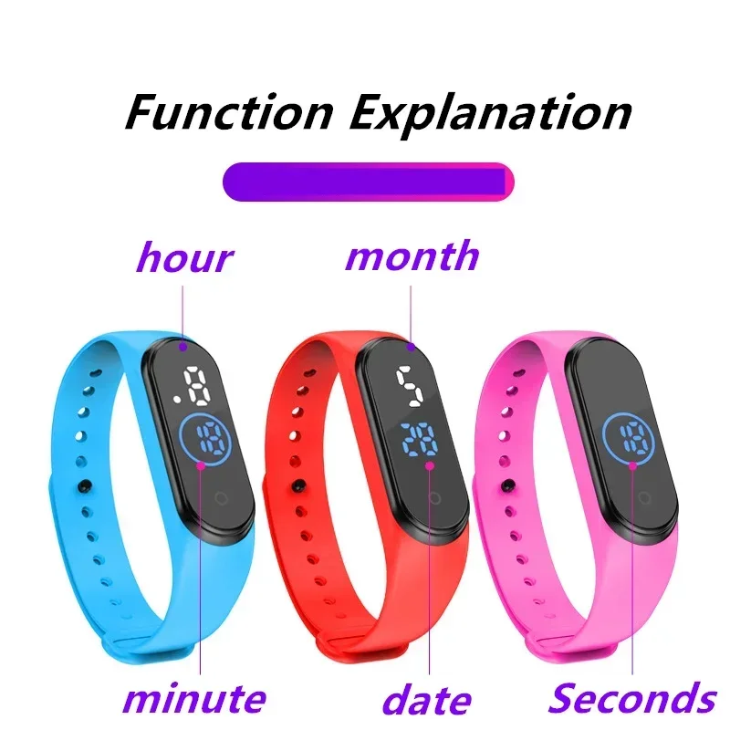 2024 New Boys Girls Children Electronic Watch Birthday Gift Waterproof Smart Touch LED Sports Digital Kids Watches Bracelet
