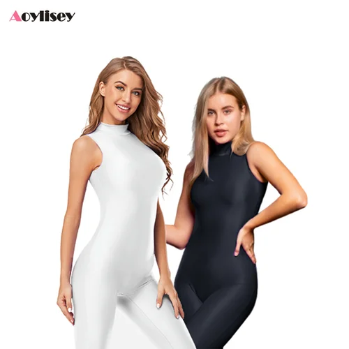 Imagen 2 del producto Mono sin mangas de baile con cuello alto para mujer, monos de LICRA para adultos, traje de una pieza, monos de gimnasia, Ropa de baile de Ballet para hombres