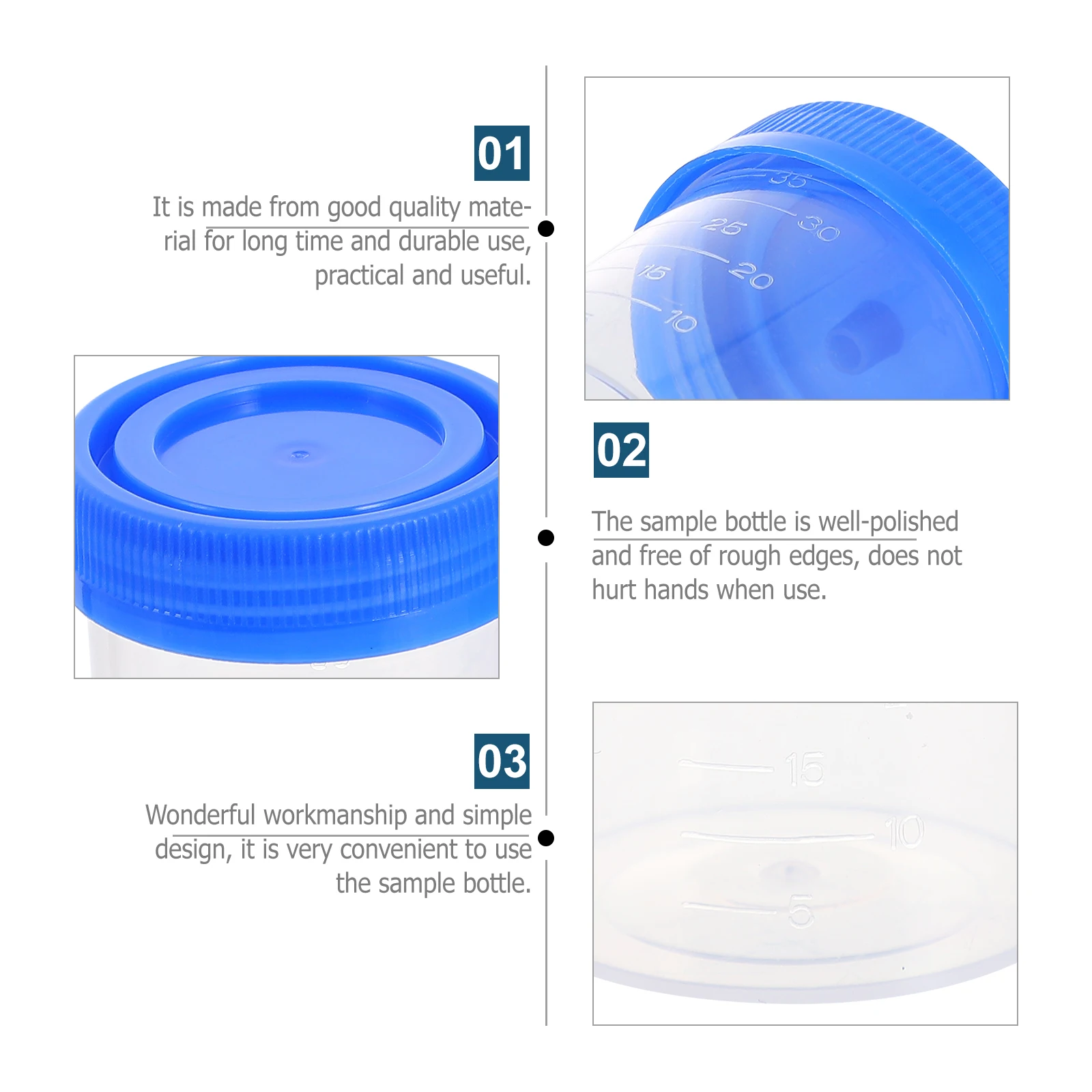 

50 Pcs Screw Urine Cup Specimen Container Medical Plastic Pp Liquid Sample Cups Scale for Laboratory Teaching Equipment