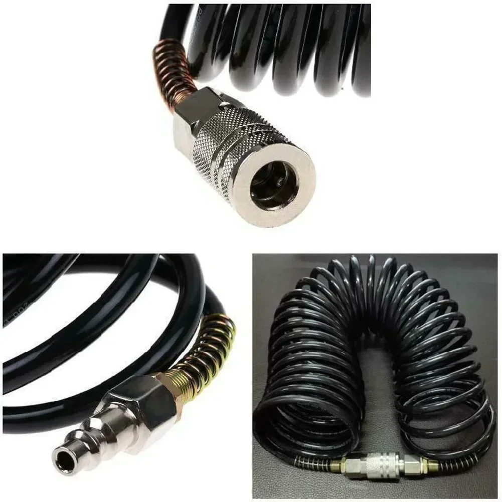 

1PC Air Compressor Hose 25 FT Heavy Duty For Compressor With Quick-Coupler PE Pneumatic Adapter Inflating Coil-200 PSI Tools