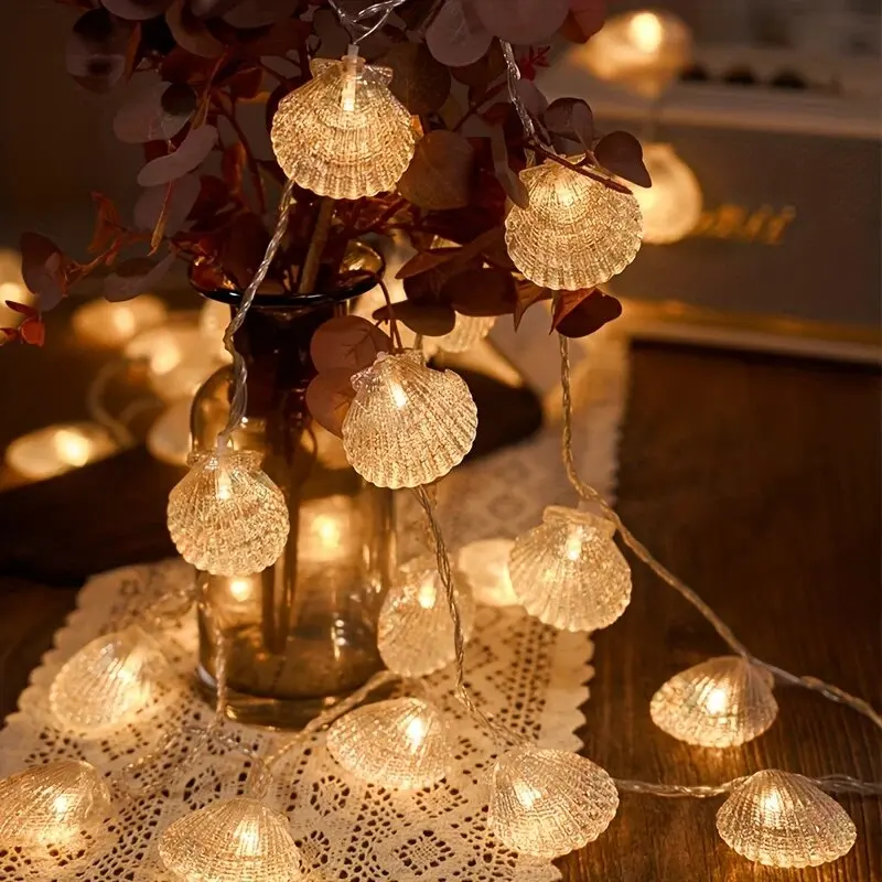 1PC 3m20LEDs Shell Fairy Lights Battery Powered Decoration Lamp Romantic Atmosphere String Lights For Room Wedding Party Camping