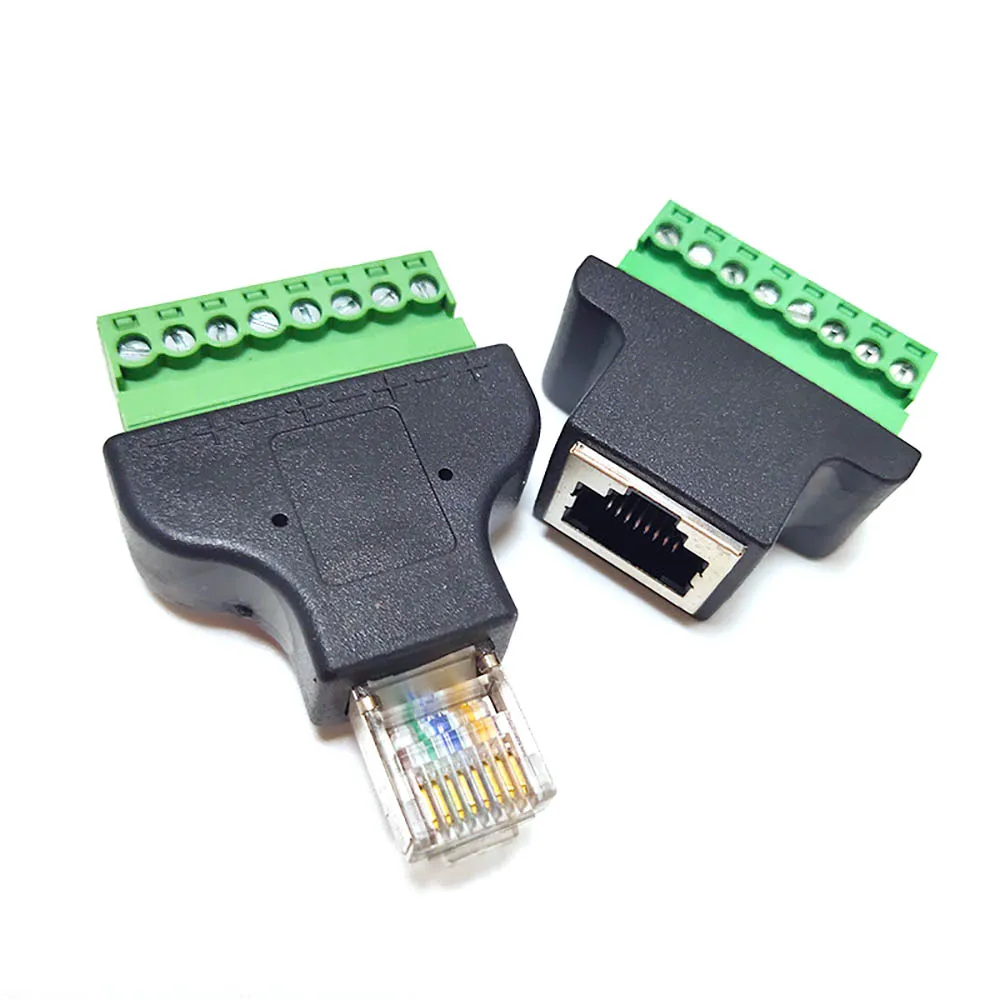 

50pcs RJ45 Male To Screw Terminal Adaptor RJ45 Female To 8 Pin Connector RJ45 Splitter For CCTV DVR CCTV Accessories