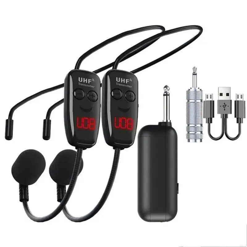 Rechargeable Head wear UHF Wireless Headset Microphone System Quality Sound for Public Speaking LED Digital Display K92C