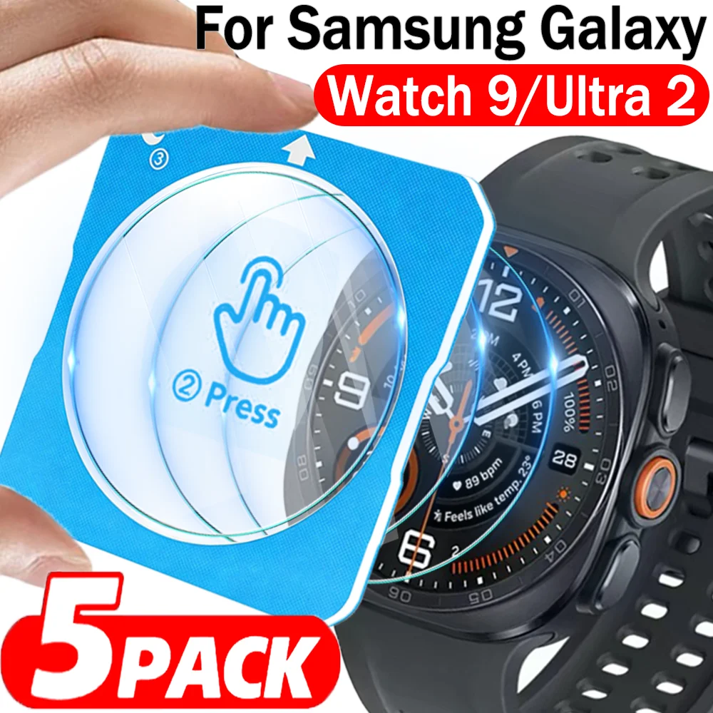 1/3/5Pcs Tempered Glass for Samsung Galaxy Watch 9 40mm 44mm Ultra 2 Screen Protector Auto-alignment Install Kit Protective Film