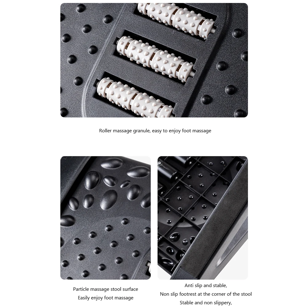 

Plastic Footrest Stool Adjustable Foot Stepping Platform with Rollers Foot Resting Stool Comfortable Massage Pad for Gaming
