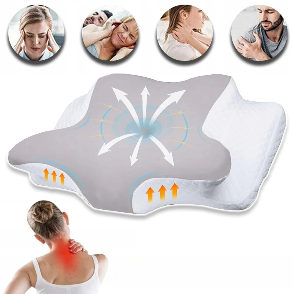 Cuscino in memory foam, cuscino per il sonno, cuscino cervicale con rivestimento lavabile, cuscino di supporto per la testa, ideale per chi dorme su un fianco, un regalo perfetto per la famiglia.