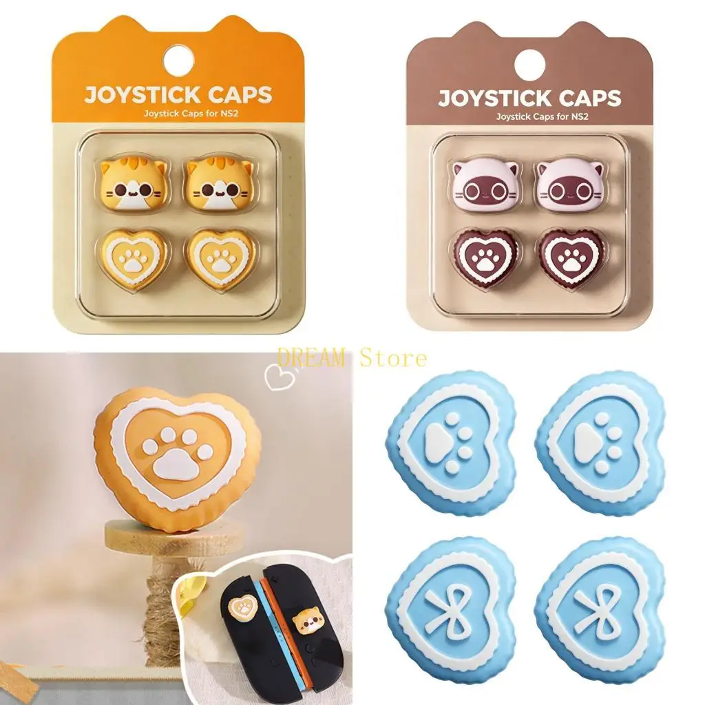 4Pcs Thumbstick Cap Cartoon Cats Pattern Cap for NS2 Thumb Stick Covers Game Controller Analog Stick Cap