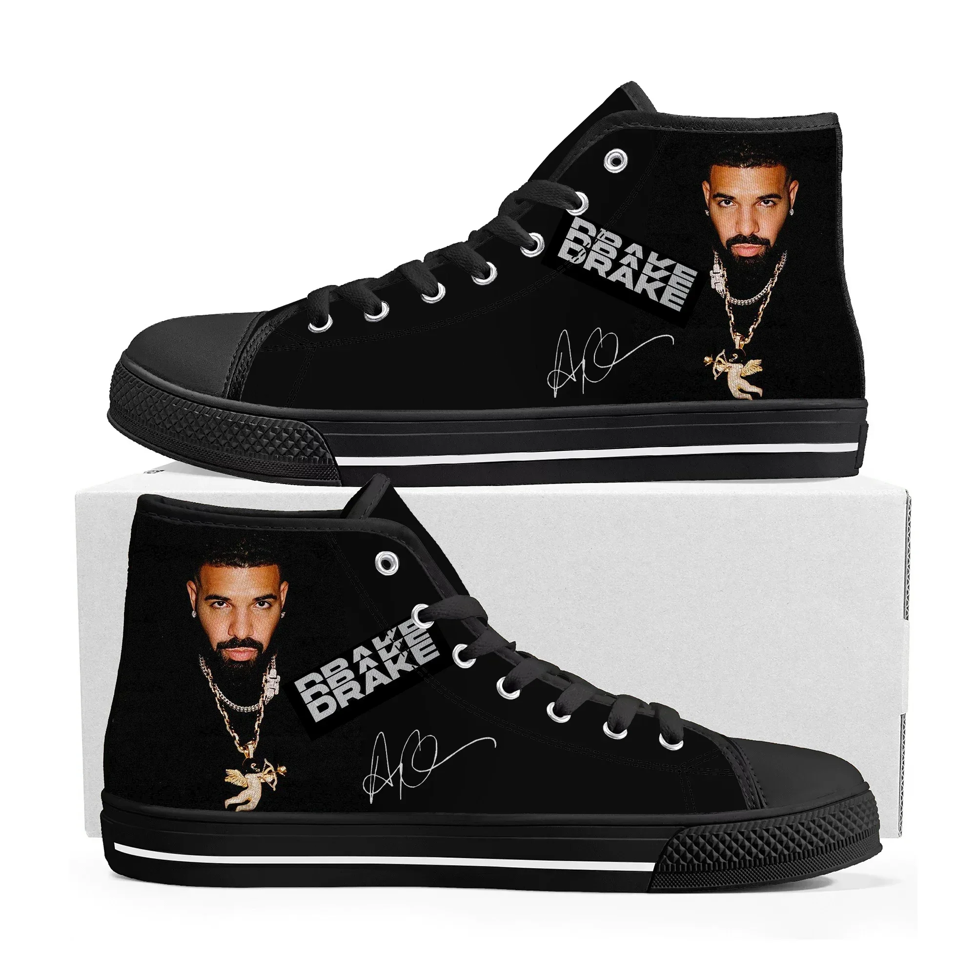 Rapper Drake Drizzy High Top Sneakers Mens Womens High Quality Canvas Sneaker couple Casual Shoe Customize Shoes