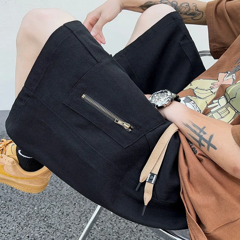 

American High Street Casual Straight Leg Workwear orts Men's Summer Small Design Loose Match Five-Quarter Pants