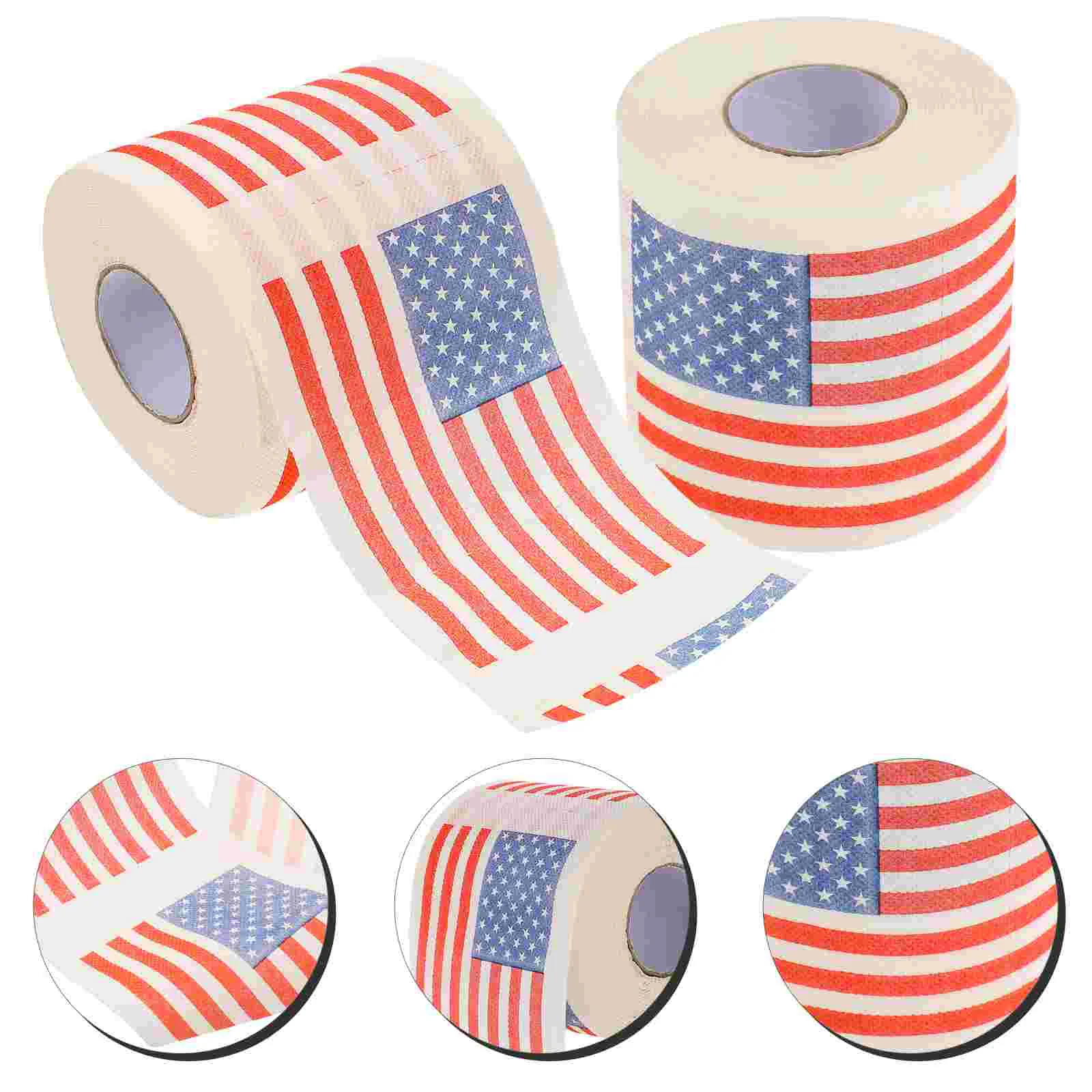 Servilletas de papel con bandera americana, 2 rollos, tejido, inodoro de escritorio, pulpa de madera impresa, baño usado