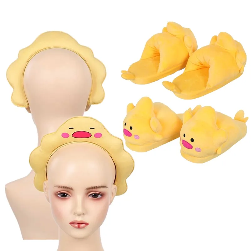 

Люцифер Косплэй желтая повязка на голову мультяшная утка плюшевые тапочки обувь для мужчин и женщин фантазия Хэллоуин карнавальный костюм аксессуары реквизит