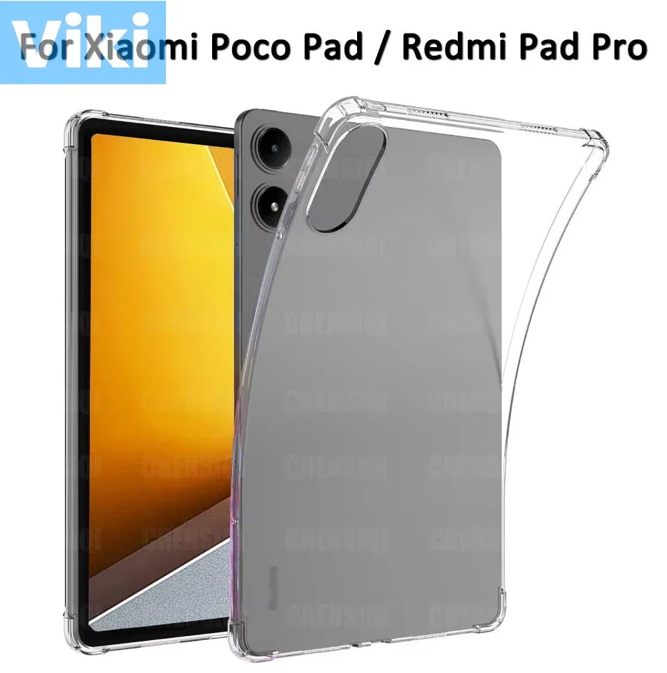 Clear Case for Xiaomi POCO Pad 2024 (12.1 inch) Ultra Thin Silicone Transparent Soft TPU Anti-fall Cover for Redmi Pad Pro 12.1