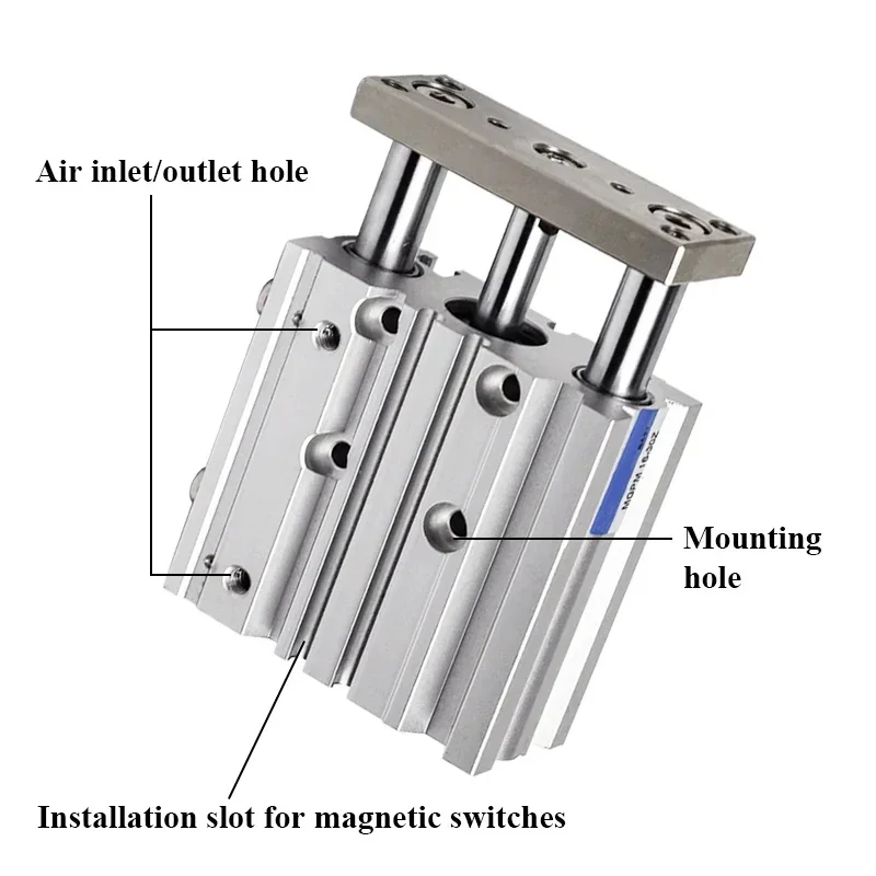 MGPM Pneumatic Compact Guide Cylinder MGPM12 MGPM16 MGPM20 MGPM25 MGPM32 MGPM40 MGPM50 MGPM63 MGPM80 Stroke 10mm-300mm