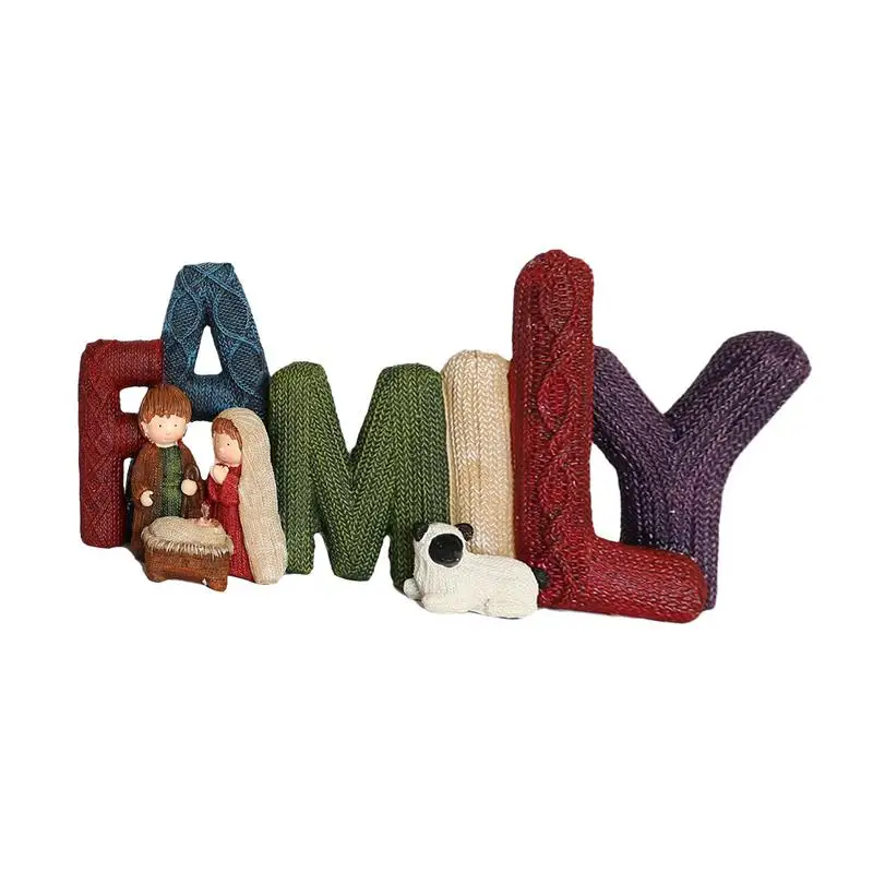 2024 New Love Family Christ Nativity Ornament Gift Catholic Christmas Manger Resin Crafts Decoration Scene Elegant Figurine