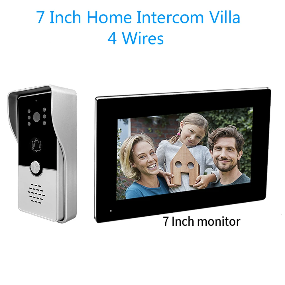 Système d'interphone vidéo avec moniteur d'intérieur de 7 pouces, interphone visuel, caméra, sonnette vidéo, Kits de visiophone pour maison, IP, Villa, appartement
