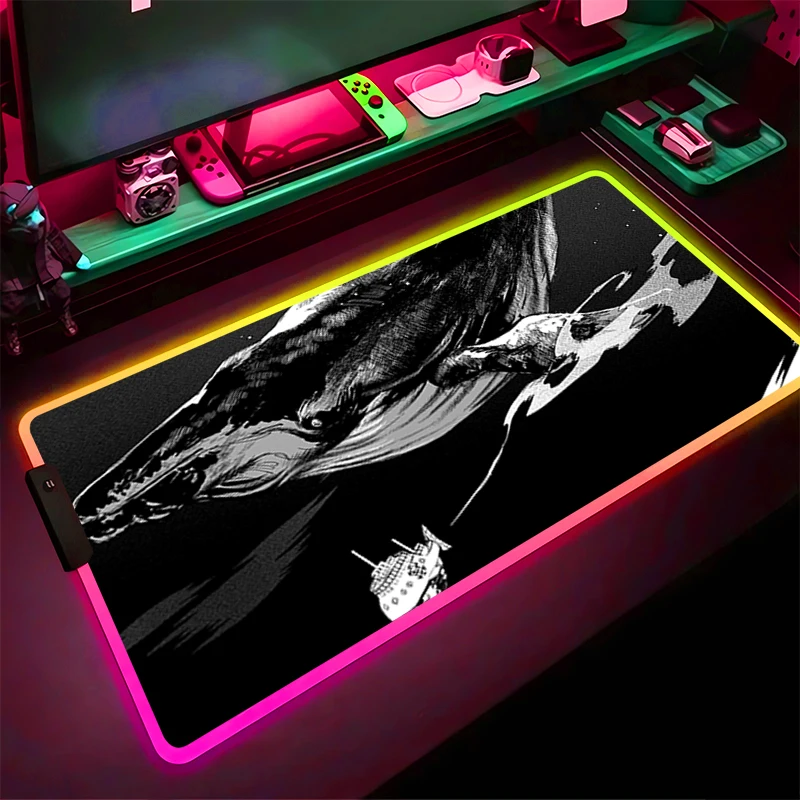 RGB LED ماوس الوسادة المطاط HD ماوس الوسادة نمط لعبة الوسادة ملحقات الكمبيوتر حصيرة مكتبية عدم الانزلاق الجدول حصيرة سحابة الحوت مكتب لوحة المفاتيح