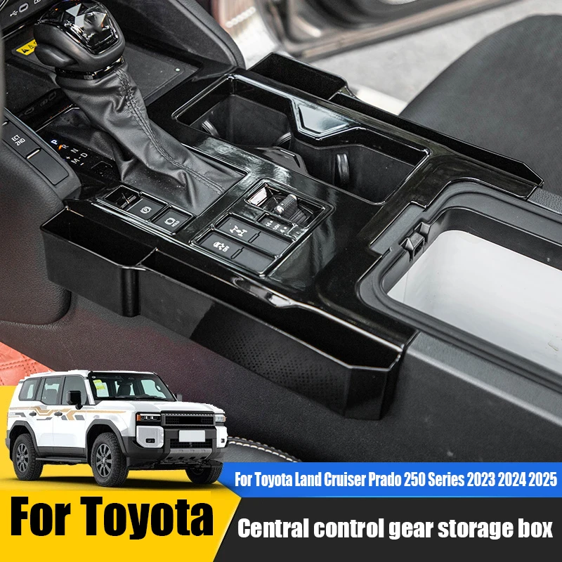 

for Toyota Land Cruiser Prado LC250 2024 2025 Car central control gear shift panel storage box ABS material interior supplies